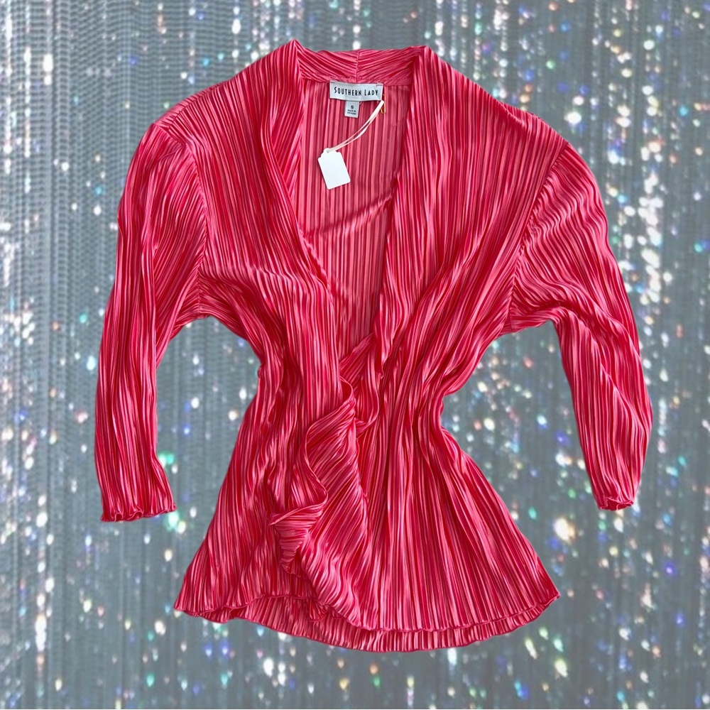 Pink Pleated Cardigan